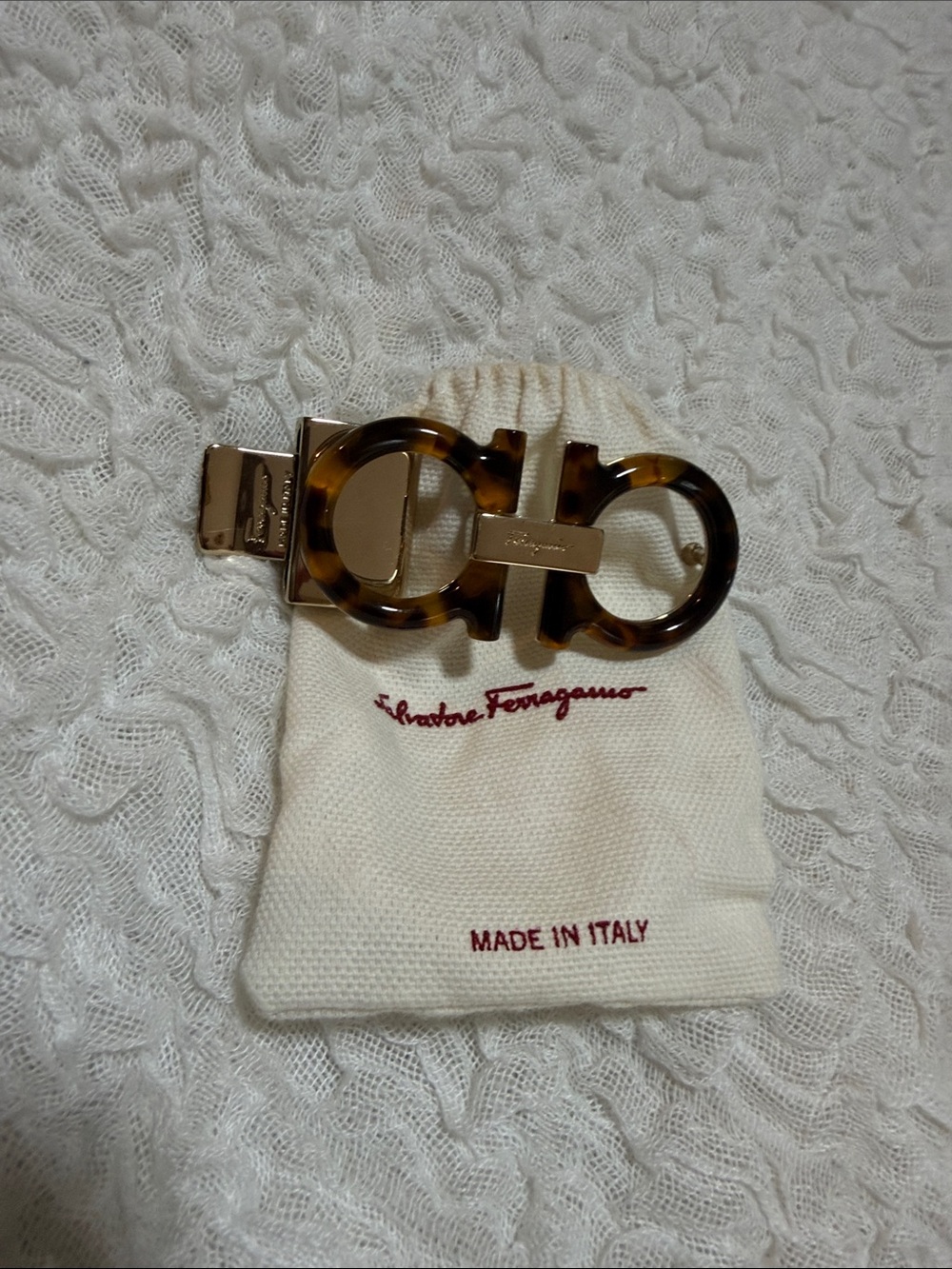 Salvatore Ferragamo Tortoiseshell and Gold Double Gancini women belt buckle REAL - Picture 4 of 5